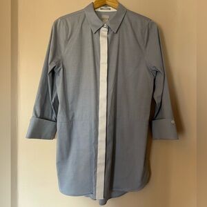 Chico's Blue and White Oversized Button Down Shirt/Tunic